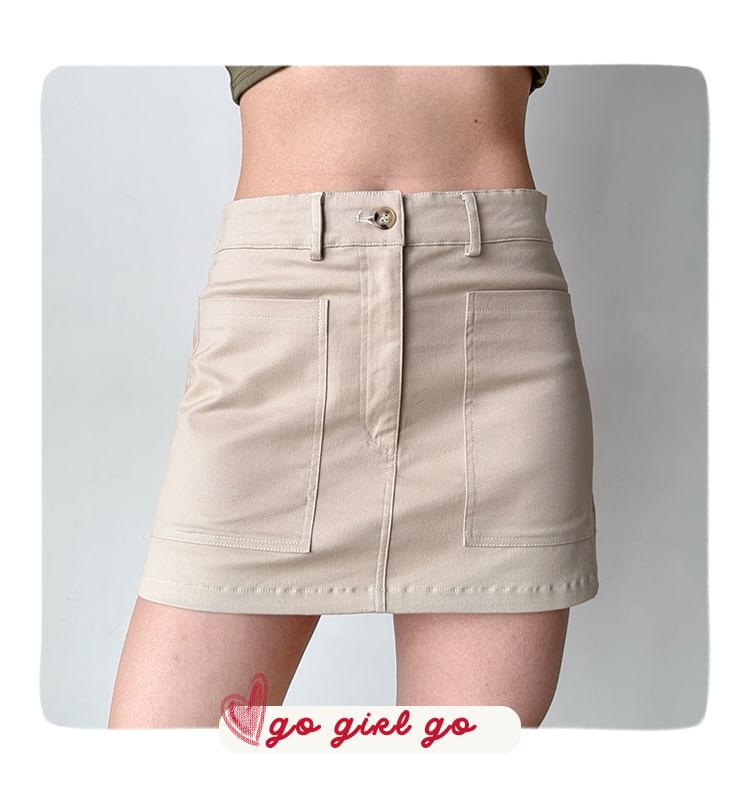 Solid High Rise Mini Pencil Skirt