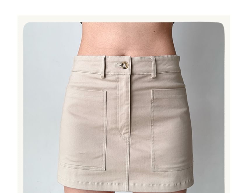 Solid High Rise Mini Pencil Skirt