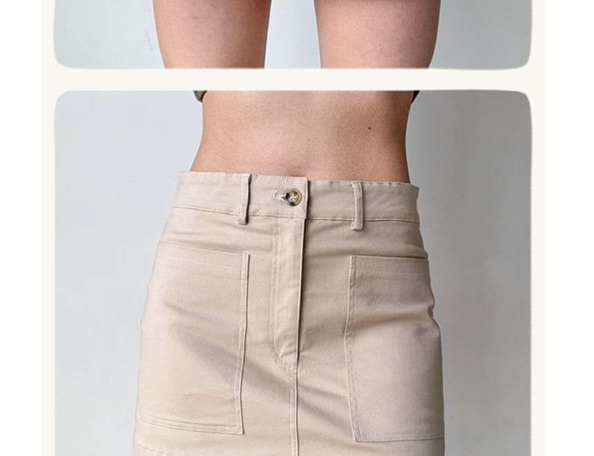 Solid High Rise Mini Pencil Skirt