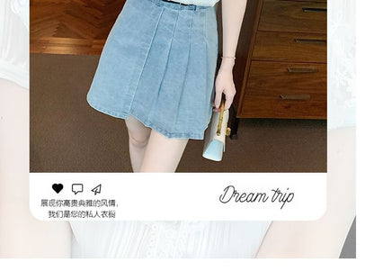 Ruffle V-Neck Blouse with Lace Panel and Short Sleeves