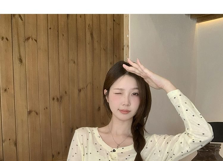 Round Neck Dotted Cardigan