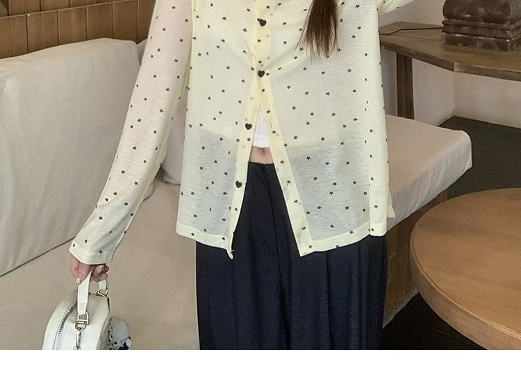 Round Neck Dotted Cardigan