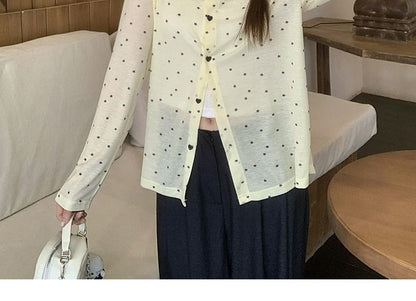 Round Neck Dotted Cardigan