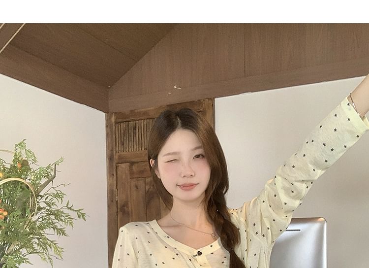 Round Neck Dotted Cardigan