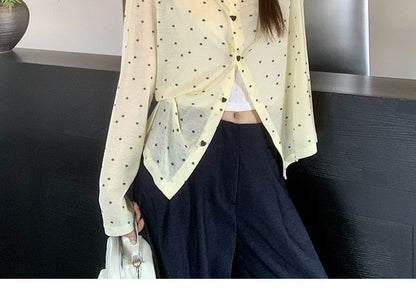 Round Neck Dotted Cardigan