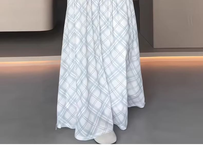 Plaid Maxi A-Line Skirt