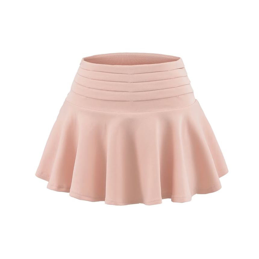 Solid High Rise Mini A-Line Skirt