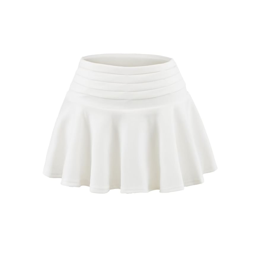 Solid High Rise Mini A-Line Skirt