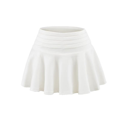 Solid High Rise Mini A-Line Skirt