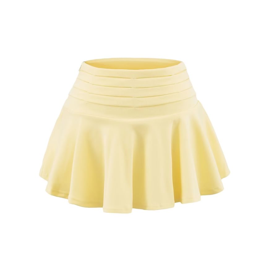 Solid High Rise Mini A-Line Skirt
