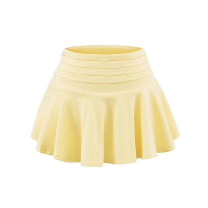 Solid High Rise Mini A-Line Skirt