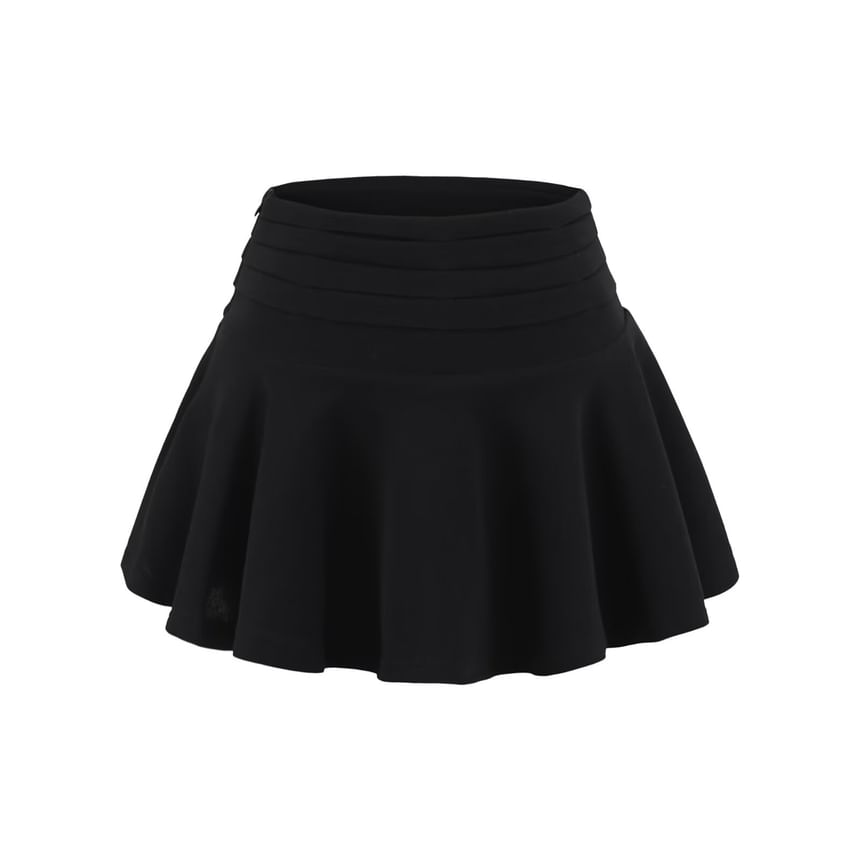 Solid High Rise Mini A-Line Skirt