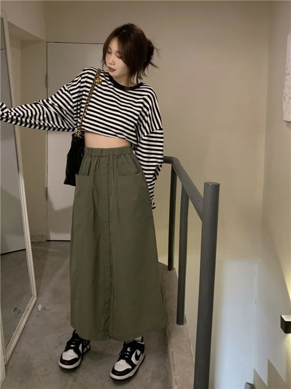 Solid Midi Skirt