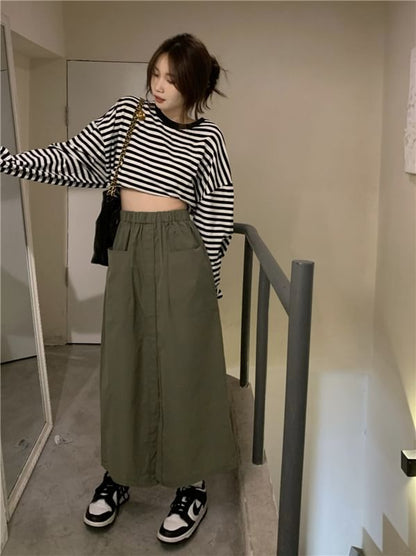 Solid Midi Skirt