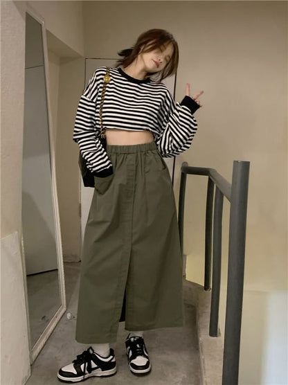 Solid Midi Skirt