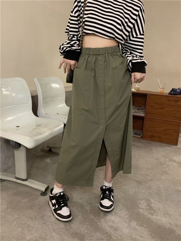 Solid Midi Skirt