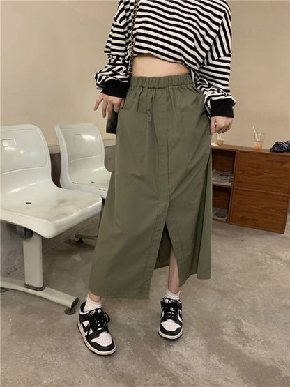 Solid Midi Skirt
