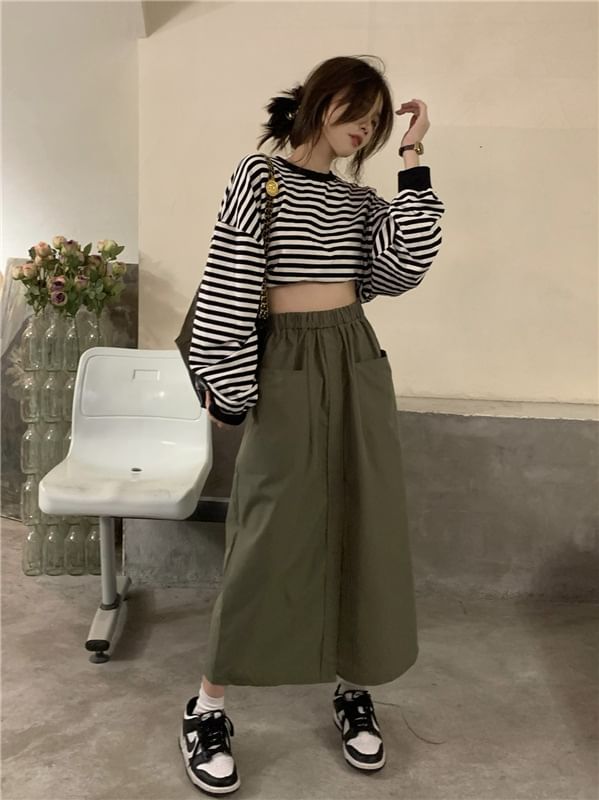 Solid Midi Skirt