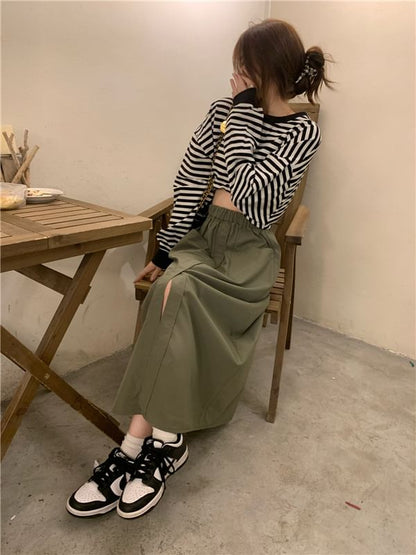 Solid Midi Skirt