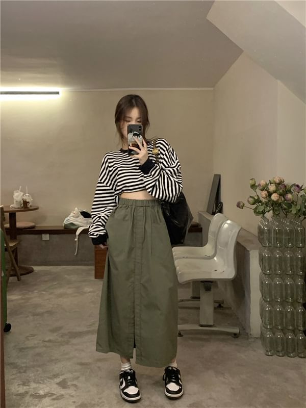 Solid Midi Skirt