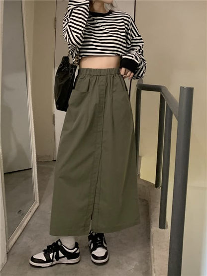 Solid Midi Skirt