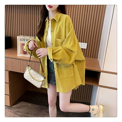 Corduroy Buttoned Pocket Shacket
