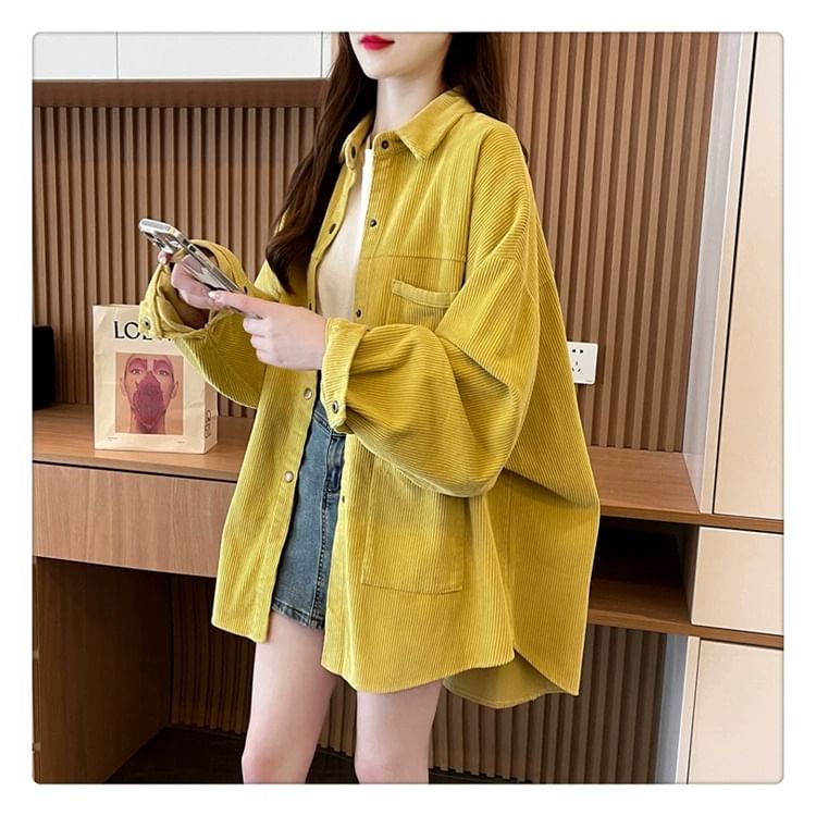 Corduroy Buttoned Pocket Shacket