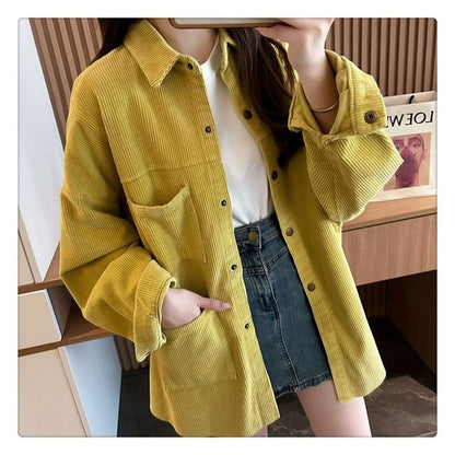 Corduroy Buttoned Pocket Shacket