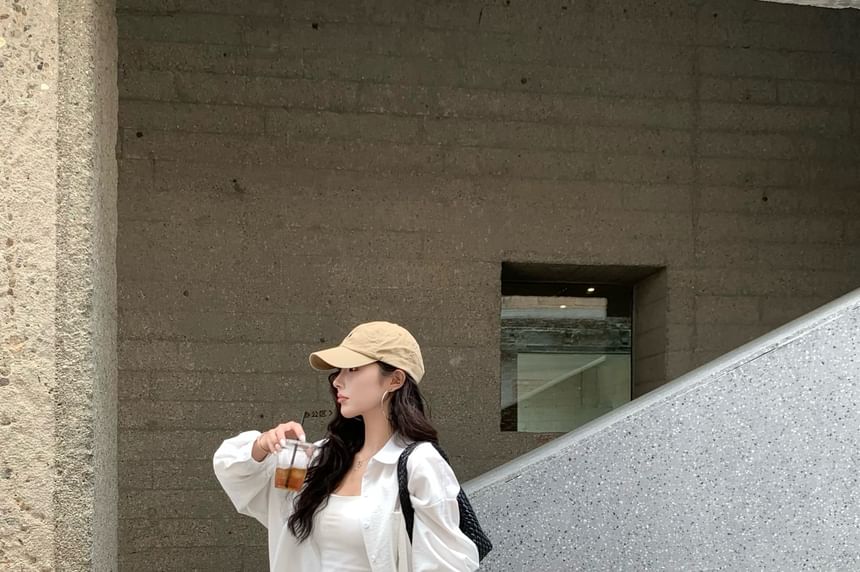 Long-Sleeve Pocket Shirt and Drawstring Maxi Skirt Set