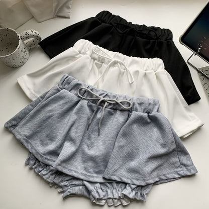 Drawstring Waist Ruffle Skort