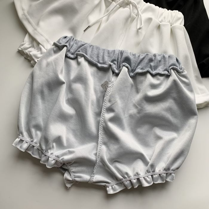 Drawstring Waist Ruffle Skort
