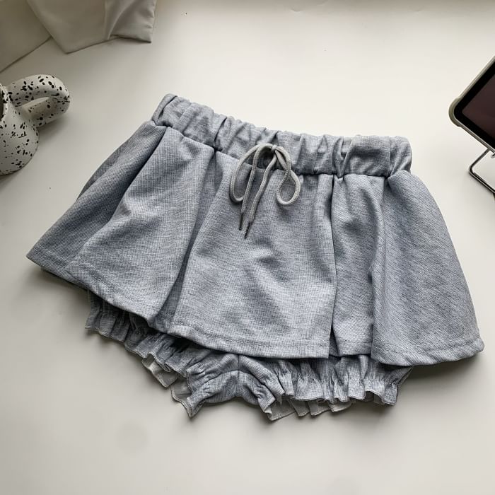 Drawstring Waist Ruffle Skort