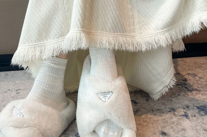 Tassel Trim Midi Knit Skirt