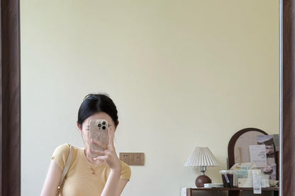 Crew Neck Ribbed Knit Top and Pleated A-Line Maxi Skirt