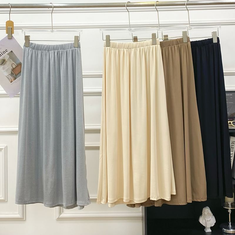 Solid A-Line Maxi Skirt