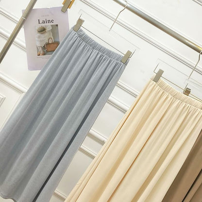 Solid A-Line Maxi Skirt