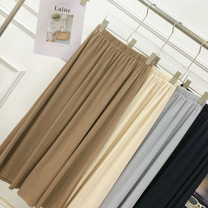 Solid A-Line Maxi Skirt