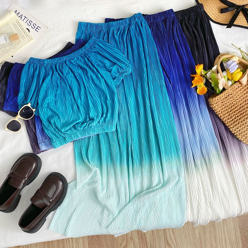 Gradient Top and A-Line Maxi Skirt Set