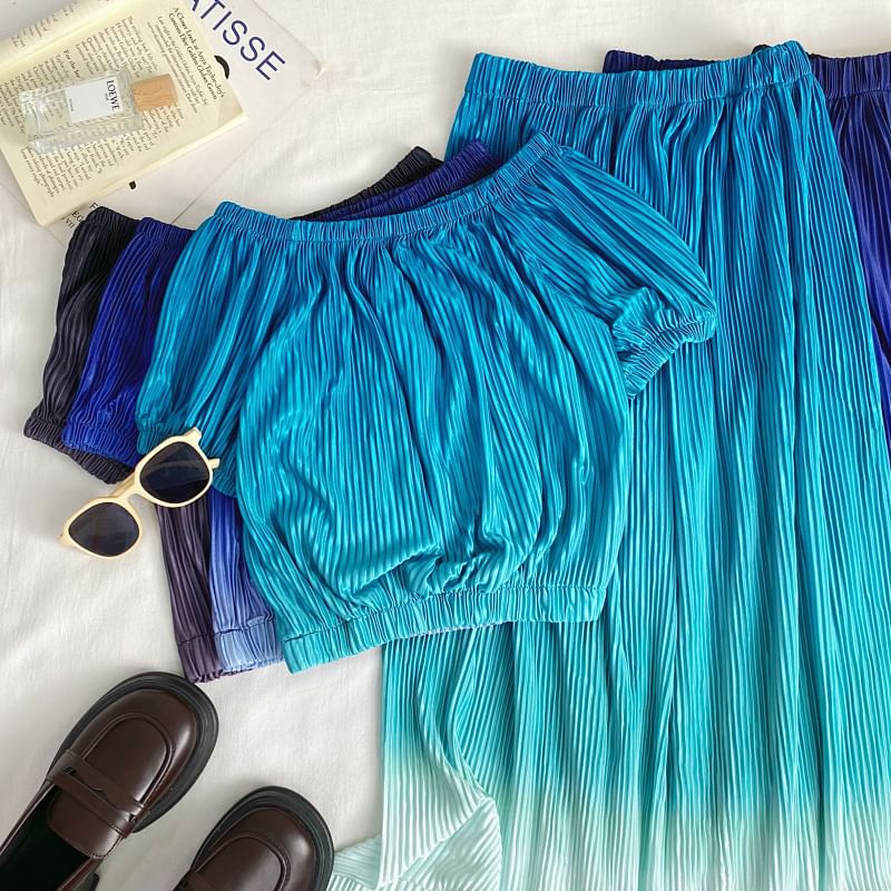 Gradient Top and A-Line Maxi Skirt Set