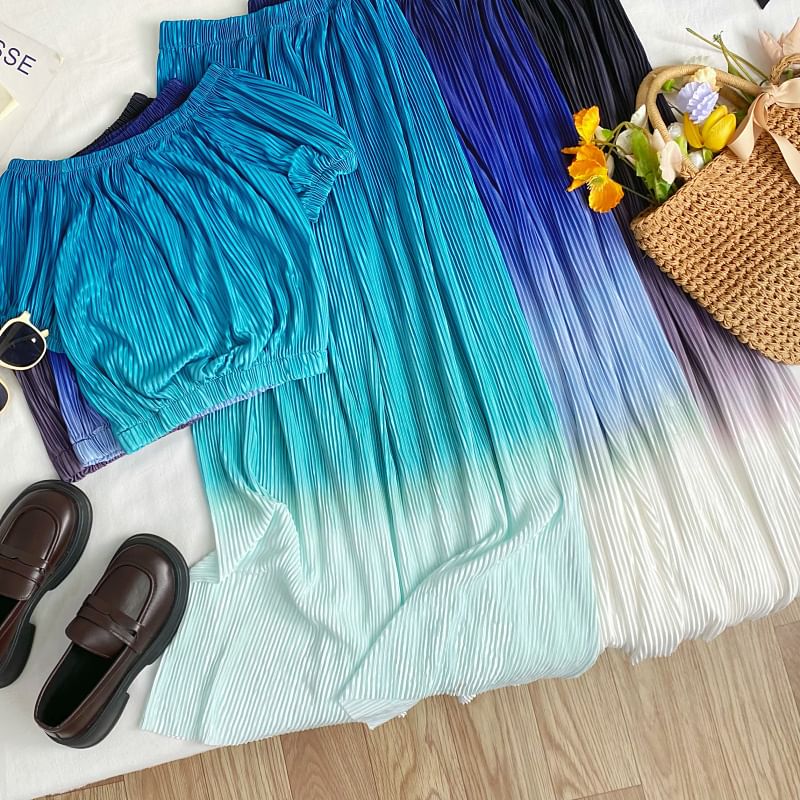 Gradient Top and A-Line Maxi Skirt Set