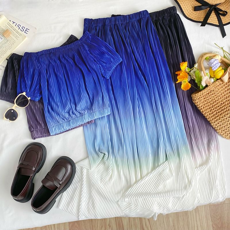Gradient Top and A-Line Maxi Skirt Set