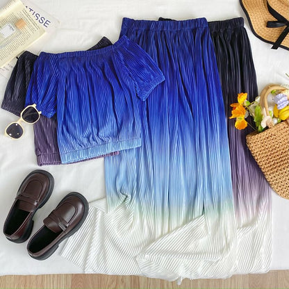 Gradient Top and A-Line Maxi Skirt Set