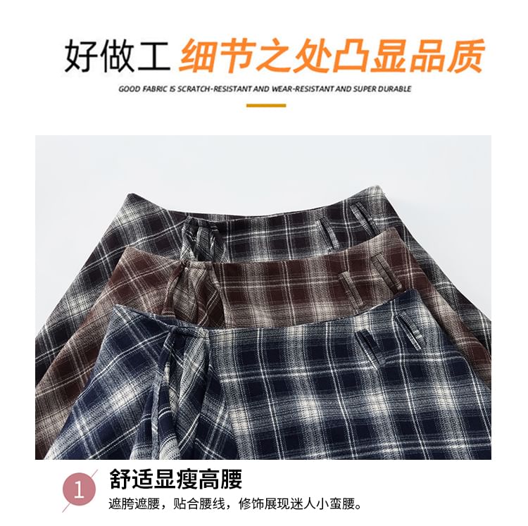 Asymmetrical Plaid A-Line Skirt