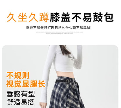 Asymmetrical Plaid A-Line Skirt
