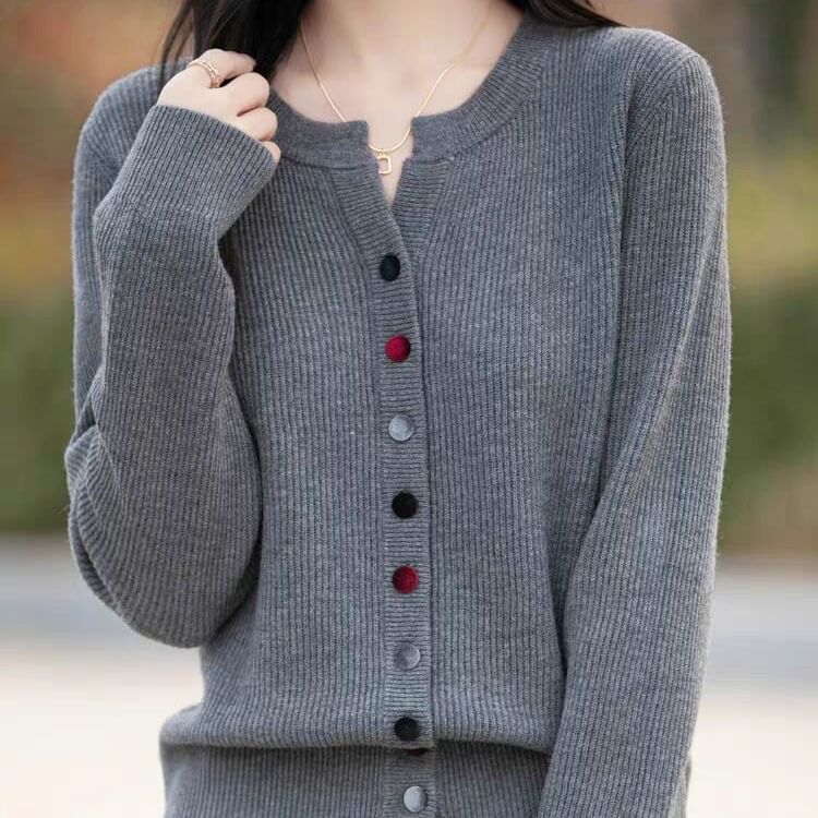 Notch Neck Plain Button Up Cardigan