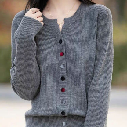 Notch Neck Plain Button Up Cardigan