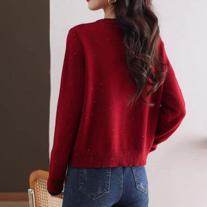 Round Neck Contrast Trim Zip Cardigan