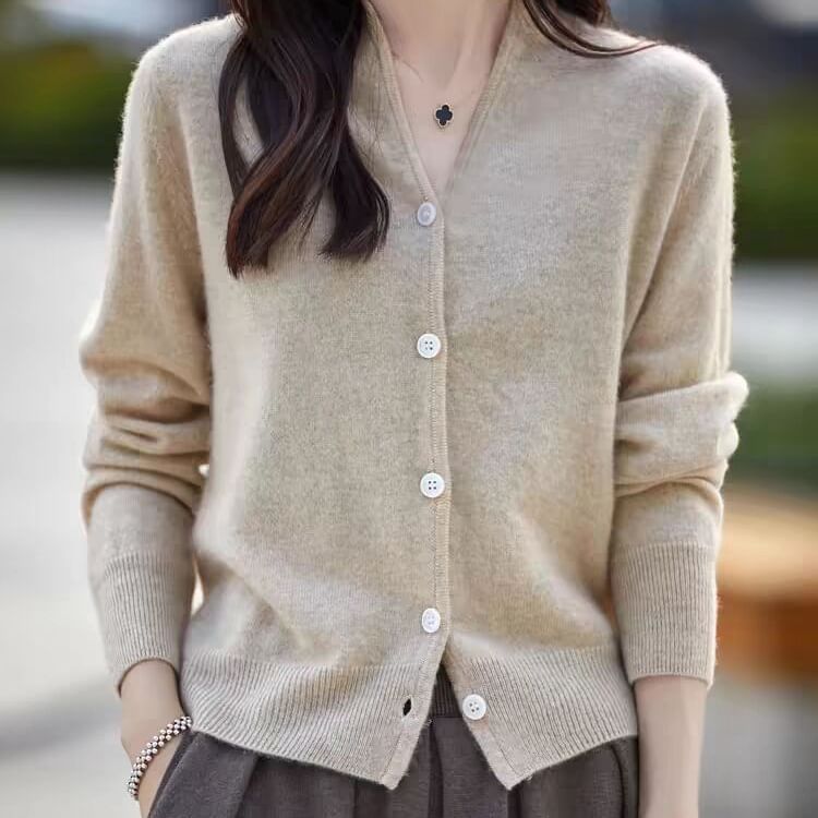 V-Neck Plain Button Up Cardigan