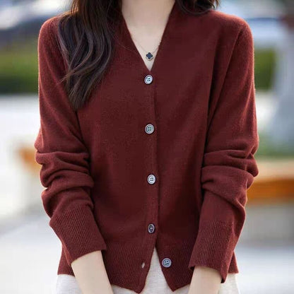 V-Neck Plain Button Up Cardigan