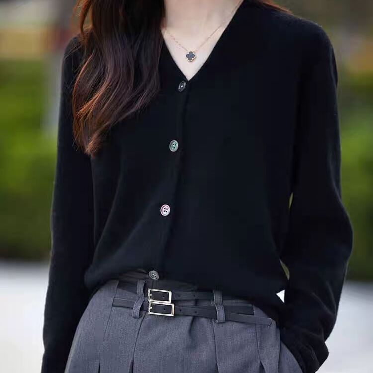 V-Neck Plain Button Up Cardigan